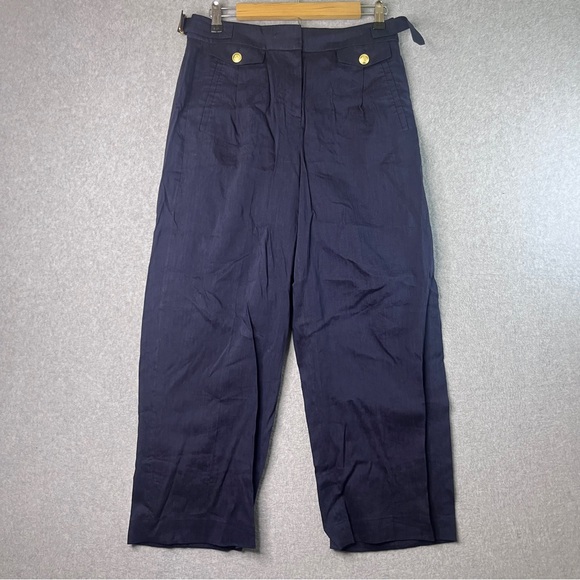 J Crew Italian Fabric Side-Tab Trouser Linen Blend NWT Mario Bellucci Crop 6P - Picture 1 of 14